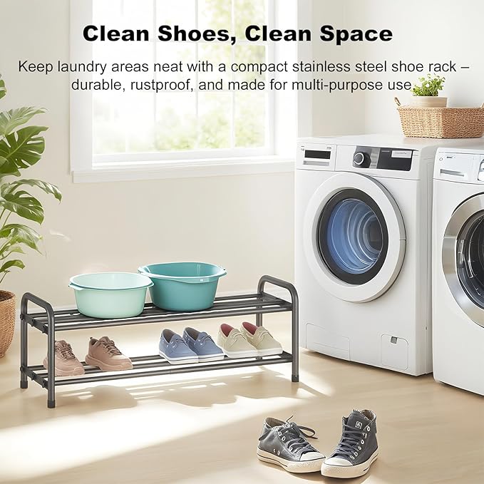 KANAV 2-Tier Expandable Shoe Rack, Adjustable Shoe Organizer & Storage for Closet, Small Space Saving Shoe Rack for Entryway, Bedroom, or Office – Sturdy & Durable Design