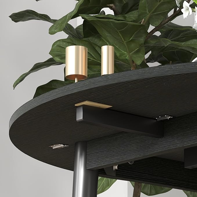 HOMCOM 35" Small Kitchen Table, Collapsible Drop Leaf Table for Small Spaces, Round Folding Dining Table with Solid Wood Legs for Kitchen, Dining Room, Black