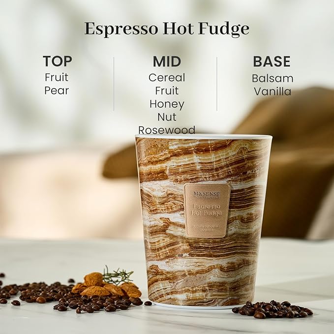 M&SENSE Extra Large Candle 35oz 150H Espresso Hot Fudge Scented Candle, 3 Wick Highly Scented Jar Candle, XL Candles Gift for Stress Relief, Meditation, Yoga