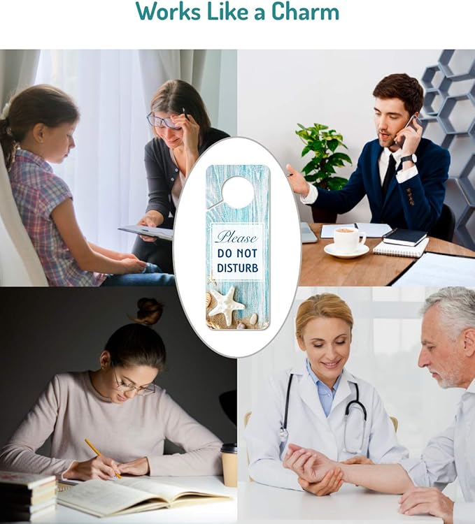 Do Not Disturb Door Hanger Sign, 2 Pack (Printed on Both Sides), 9.3″x3.5″ PVC Plastic, Please Do Not Disturb Sign for Home, Office, Hotel, Bathroom, Bedroom, Counseling, Therapists, Clinic, Starfish