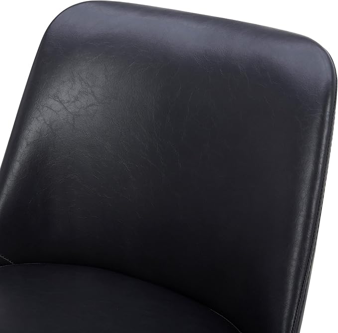 CHITA Mid-Century Modern Dining Chair, Upholstered Fabric Accent Chairs, Set of 2, PU Leather in Black (Dark Gray)