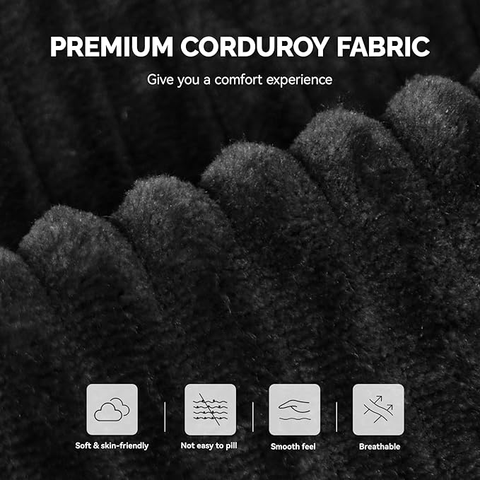 128" Oversized Modern Curved Sofa,Boneless Cloud Sectional Couch with Deep Seat,No Assembly Required Corduroy Couches for Living Room,Black,1 PCS