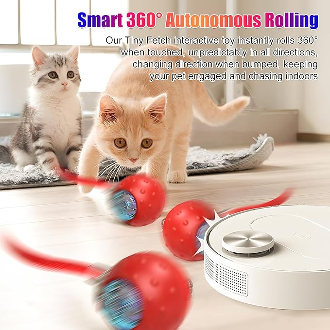 Tiny Fetch Dog Toy, Tinyfetch Interactive Dog Cat Toys Balls with Birdsong, 360° Smart Automatic Rolling Electric Dog Ball Toy, Fast Moving Balls Toys for Pets (Blue)