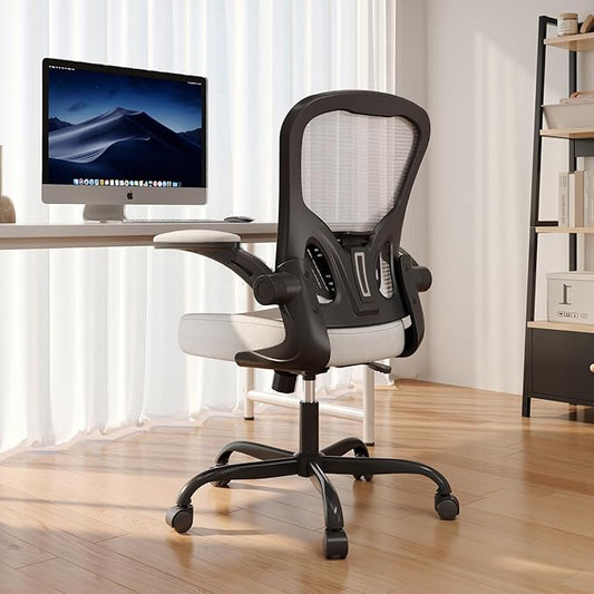 Synorla Office Chair, Ergonomic Desk Chairs 330LBS Capacity High Back Mesh Computer Chair with Flip-up Armrests, Comfy Work Chair with Adjustable Lumbar Support