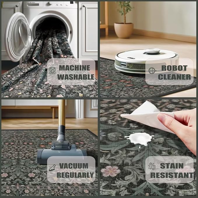 entryway Rug 3×5 Washable Green Kitchen Small Rugs