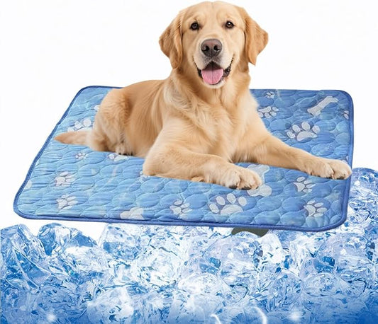 Large Dog Cooling Mat 27.56x21.65 Inches - Self Cooling Pad for Large Breeds, Portable Pet Cooling Pad for Crate & Outdoor Use, Durable Oxford Fabric (L, Dogs & Cats)