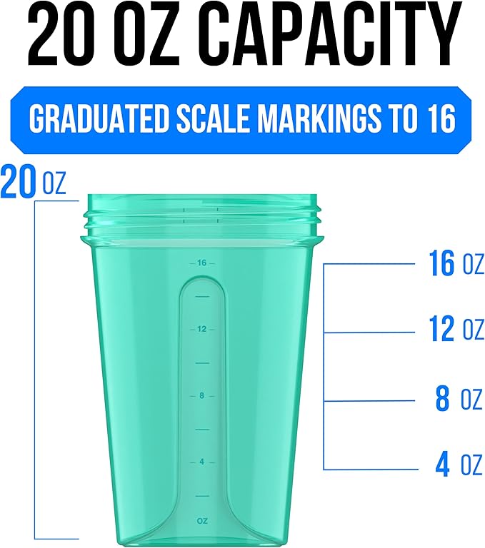 VELOMIX -6 PACK- 20 OZ Protein Shaker Bottles for Protein Mixes, Shaker Cups for Protein Shakes, Small Shaker Bottle Pack, Shaker Cup, Shakers for protein Shakes (Rose Garden - 6 Pack)