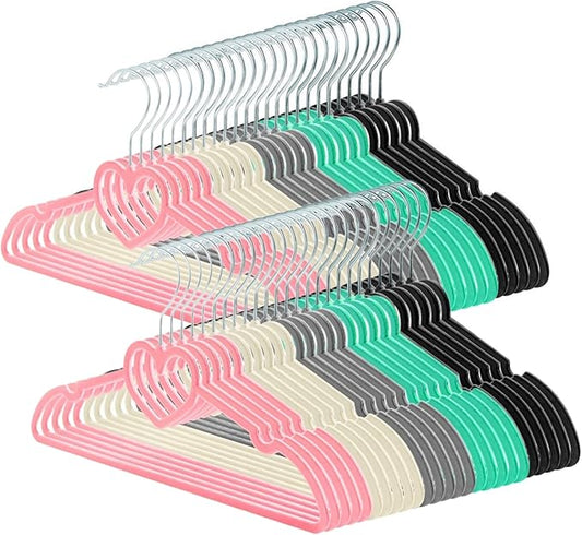 Velvet Hangers 50 Pack, 16" Non Slip Adult Hangers, Slim Clothes Hanger with 360 Degree Swivel Hook - Durable & Cute (Mix Coler)