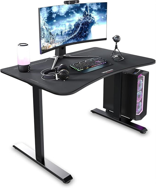 Respawn 1048 Gaming Desk with Cable Management - 48 Inch Ergonomic Full Computer Desk Mouse Pad, Sturdy Home Office Workstations, Laptop PC Console Gamer Table, Wooden Study Table for Bedroom - Black