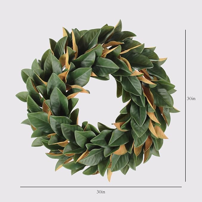 CG Hunter Holiday Collection Faux Wreath, Premium Artificial Indoor and Outdoor Large 30" Magnolia Leaf Christmas Wreath, Christmas Decorations and Holiday Greenery