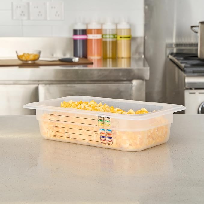 Restaurantware Food Pans Pack of 10 Plastic Rectangle Food Containers 1/4 Size with Traceability Label, Storage Containers Dishwashable Hot Cold Friendly for Restaurants Buffet Commercial Use