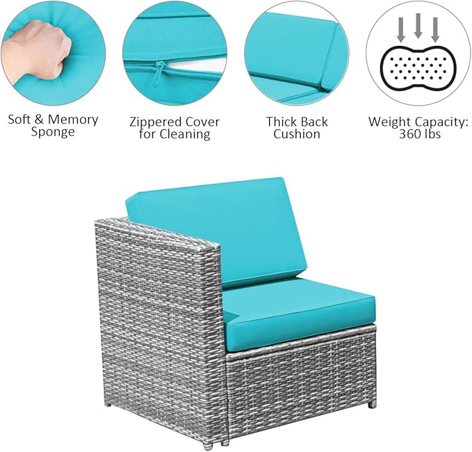 HAPPYGRILL 8-Pieces Patio Furniture Set Outdoor Rattan Conversation Set with Storage Box Sectional Wicker Sofa Set with Coffee Table and Cushions for Garden Backyard