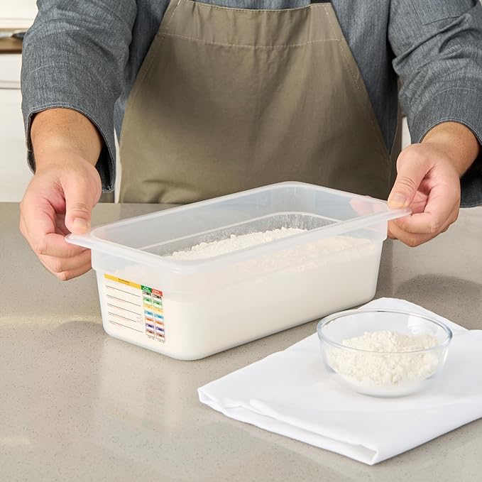 Restaurantware Food Pans Pack of 10 Plastic Rectangle Food Containers 1/3 Size with Traceability Label, Storage Containers Dishwashable Hot Cold Friendly for Restaurants Buffet Commercial Use