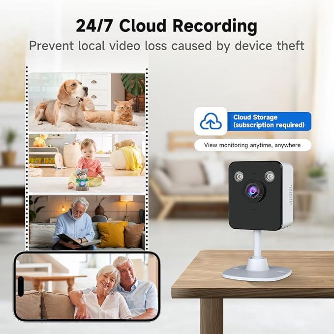 2K Cameras for Home Security Indoor, 2.4 & 5Ghz WiFi Baby/Pet Camera with Phone App, Night Vision, Motion Detection, Two-Way Audio, Smartphone Control Inside Cameras for House