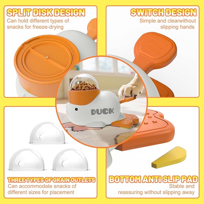 Dog Interactive Treat Dispenser Toy Food Puzzle Slow Feeder Duck-Shaped Dog Puzzle Feeders for Small Medium Dogs Cats IQ Training Reduces Bloating for Healthy Eating