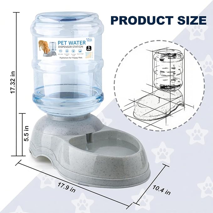 Water Dispenser for Large Dogs and Cats, 3 Gallon Large Capacity Gravity Automatic Water Feeder, Indoor Outdoor Dog Drinking Fountain, No Filter, Dog Water Bowl for Multiple Pets, BPA Free