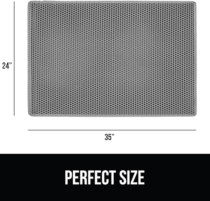 GORILLA GRIP Honeycomb Cat Litter Box Mat, 35x24 Two Layer Trapping Waste Mats, Soft On Paws, Litter Box Supplies and Essentials for Indoor Cats, Traps Excess, Water Resistant for Floors, Gray