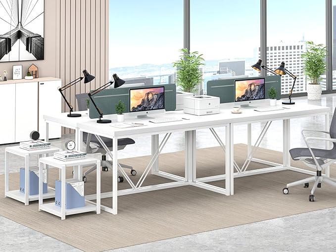 EXCEFUR White Computer Desk, Modern Home Office Desk, Small Wood Study Writing Table Workstation for Bedroom Living Room, 47 inch