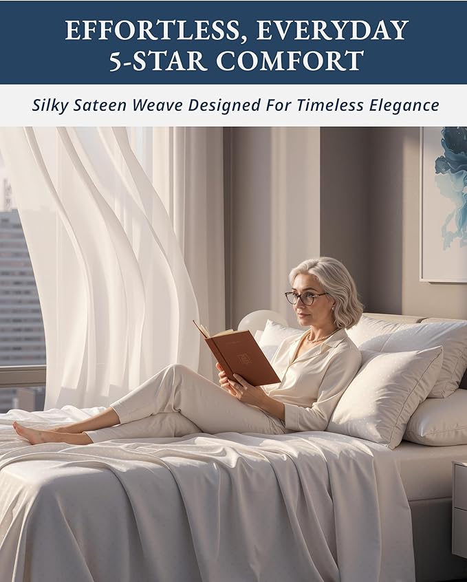 LANE LINEN 100% Egyptian Cotton Full Size Bed Sheets Set, Soft & Comfy Cooling Sheets Full Size, No Pill Natural Temperature Regulating Elegant Jaquard Swiss Dot White Sheets