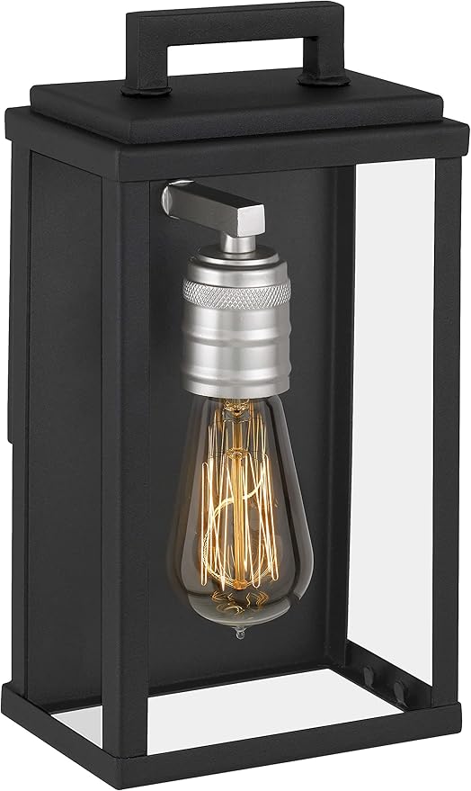 Eva Outdoor Lantern - 1-Light Exterior Wall Fixture with Clear Glass Shade, Matte Black Finish, Weather Resistant for Entryway, Doorway, Corridor, Balcony