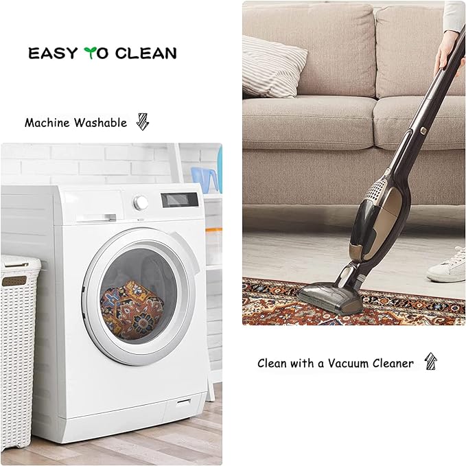 Moynesa Ultra-Thin Washable Runner Rug - 2'6"x8 Non-Slip Kitchen Runner, Non-Shedding Stain Resistance Low Pile Bedroom Mat Indoor Accent Carpet Runner for Bathroom Hallway, Brown/Multi