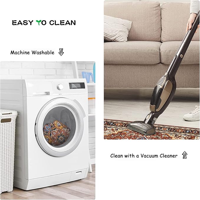 Moynesa Ultra-Thin Washable Runner Rug - 2x7 Low Pile Kitchen Rug Runners for Hallways, Boho Non-Slip Low Pile Indoor Throw Carpet Runner for Living Room Bedroom Bathroom Floor Camper, Brown