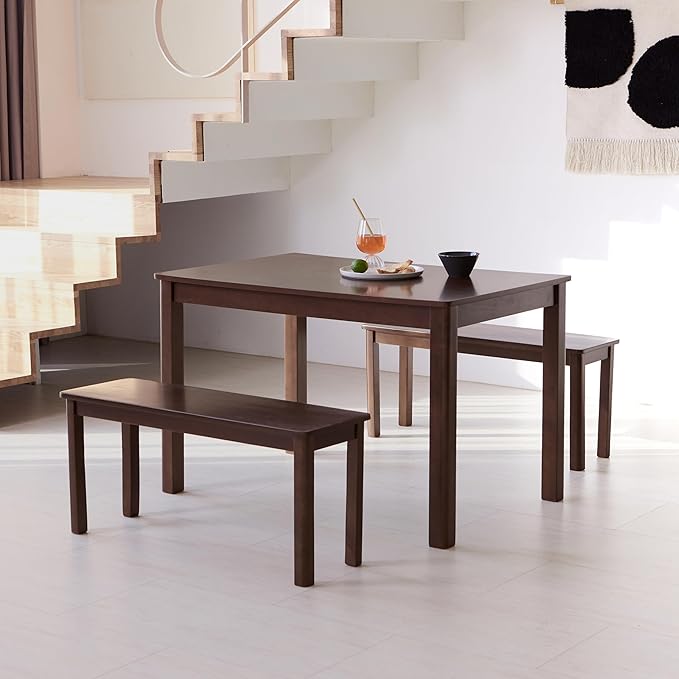 Livinia Cabin 45.3" Wooden Dining Table/Small Rectangular Modern Farmhouse Solid Wood Kitchen Table Desk (Walnut)