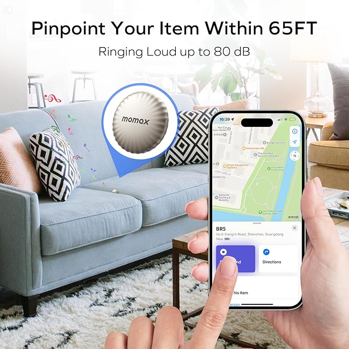 MOMAX Key Finder, Tracker Tag, Works with Apple Find My (iOS Only), Key Tracker with APP,Sound Location, Key Locator Tracker for Luggage, Suitcase, Wallet, Pet, Kid