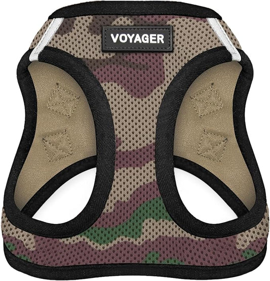 Best Pet Supplies Voyager Step-in Air Harness - All Weather Mesh, Reflective, No Pull Harness for Dogs, Cats - Secure with Hook & Loop Fastener, Buckle, Double D-Rings - Army/Black Trim, XXS