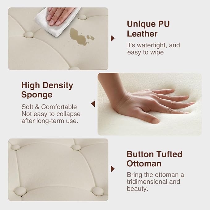 Storage Ottoman Bench,51-Inch Large Storage Bench for Bedroom End of Bed, 30 Gallons Faux Leather Ottoman with Storage for Bedroom, Living Room, Entryway, Cream White