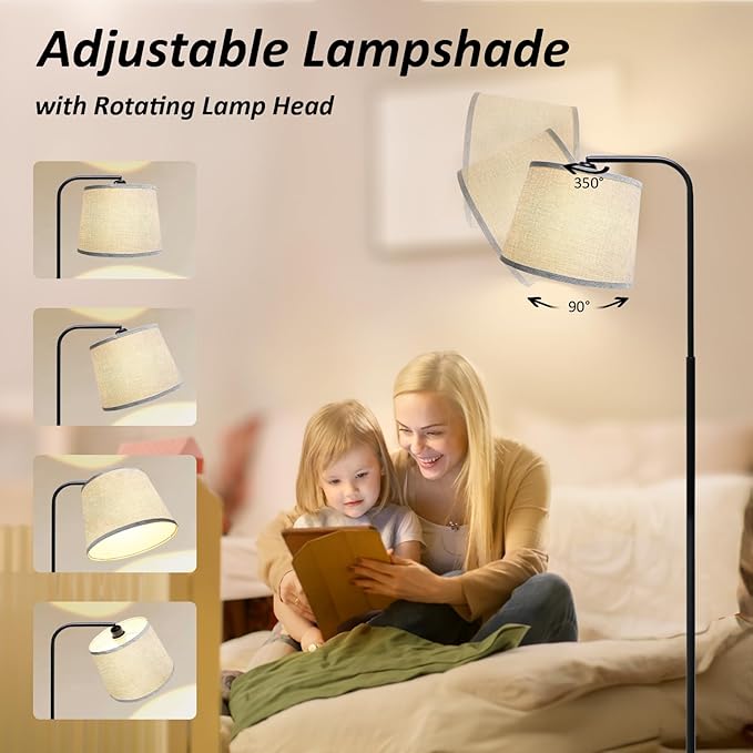 AKASUKI Floor Lamp for Living Room with 3 Color Temperatures, Foot Switch Standing Lamps for Living Room, Bedroom, Office, Arc Mordern Floor Lamp with 9W LED Bulb Included