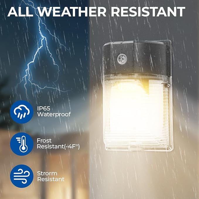 CINOTON 26W LED Wall Pack Light with Dusk to Dawn Sensor, 3000LM [100-277Vac] LED Wall Lights IP65 Waterproof Outdoor Security Flood Lighting for Yard Patio Barn Porch 3000K-Warm White 2 Pack