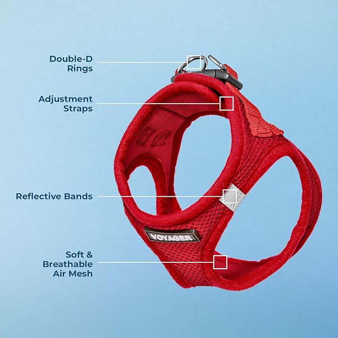 Best Pet Supplies Voyager Step-in Air Harness - All Weather Mesh, Reflective, No Pull Harness for Dogs, Cats - Secure with Hook & Loop Fastener, Buckle, Double D-Rings - Red, L