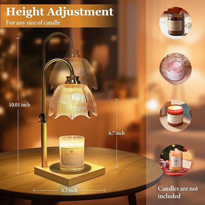 Candle Warmer Lamp with Timer Dimmable, Birthday Gifts for Women Mom, House Warming Gifts New Home Decor, Wax Melt Warmer for Jar Candles with 2 Bulbs
