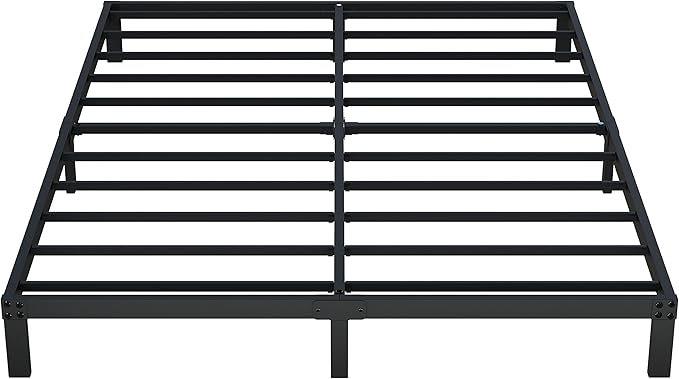 8 Inch Bed Frame Queen Size No Box Spring Needed, Heavy Duty Queen Platform Metal Bed Frame Support Up to 3000 lbs, Easy Assembly, Noise Free, Black
