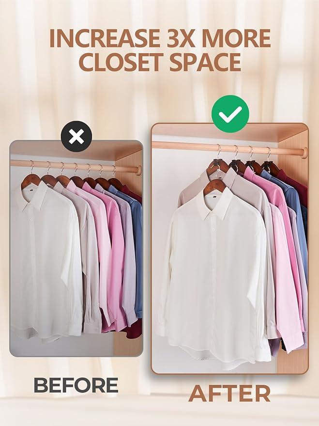 HOUSE DAY Space Saving Hanger Hooks 20 Pack, Black Clothes Hanger Connector Hooks, Heavy Duty Hangers Hook Space Saver, Sturdy Hangers Connector Hook, Premium Cascading Space Saver for Closet