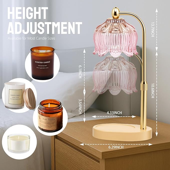 GEEZO Fragrance Candle Warmer Lamp，Electric Candle Warmer with Timer & Dimmer，Mom Christmas Birthday Gifts for Women, House Warming Gifts New Home Bedroom Decor