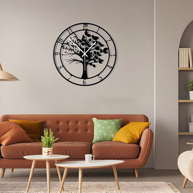 20inch/50cm Large Tree of Life Wall Clocks for Living Room Decor,Bedroom,Battery Operated Metal Big Decorative Silent Non Ticking Wall Clock for Farmhouse(Tree of Life, 20 inches)