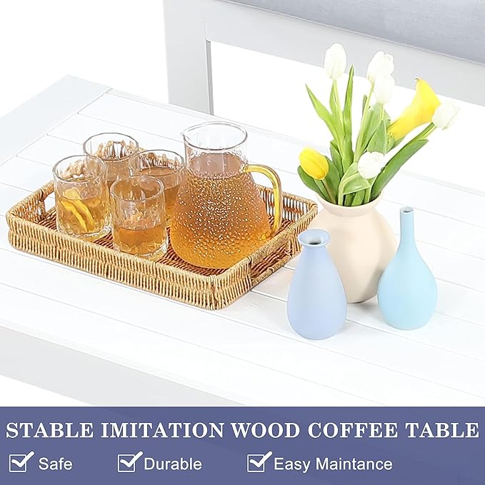 Wisteria Lane Aluminum Outdoor Patio Furniture Set, 7 Seats Modern Patio Conversation Sets, Outdoor Sectional Metal Sofa with 5 Inch Cushion and Coffee Table for Balcony, Garden, Light Grey