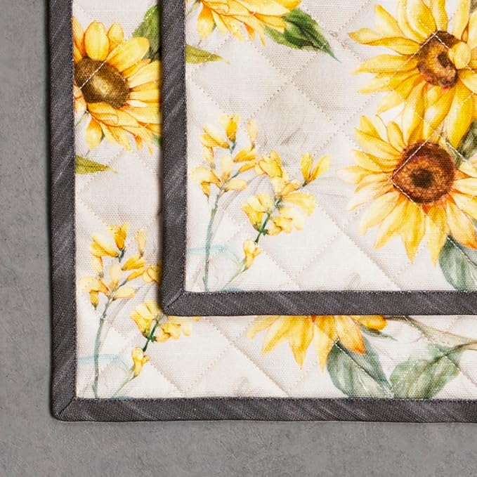 Maison d' Hermine Pot Holders Set 100% Cotton Heat Resistant Potholders 8" x 8" Hot Pads with Loop BBQ, Cooking, Baking, Grilling, Kitchen, Handling Hot Pans Spring/Summer (Pack of 2, Candice)