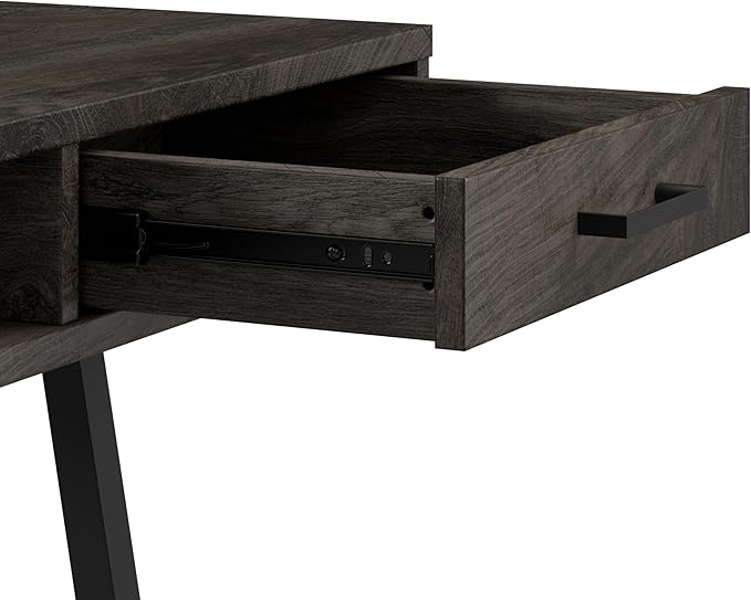 Bush Furniture Steele 54W Writing Desk with Storage in Dark Gray Hickory | Large Wooden Computer Table for Home Office Workspace