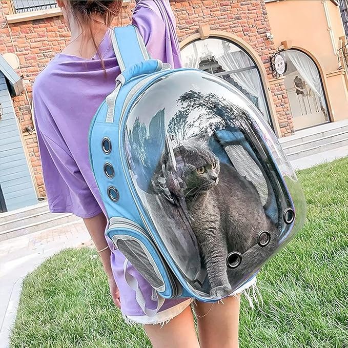 Animal Carrier Backpacks,Transparent Space Capsule Bubble Pet Backpack Bag for Small Dogs Cats Airline Approved Travel Carrier (Light Blue)