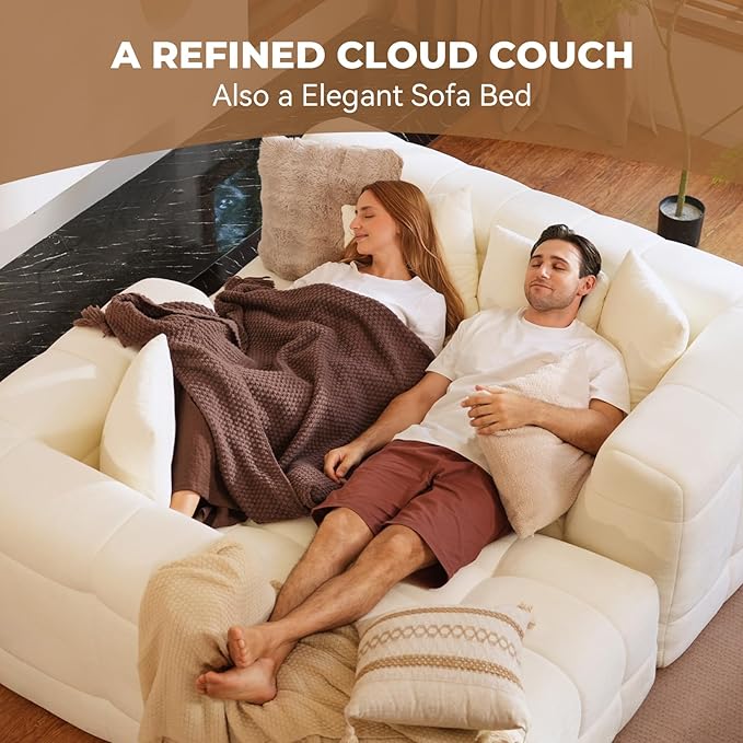 107" Boneless Couch with L - Shaped Chaise, Modern Chenille Modular Sectional Sofa with Tufted Design, Comfy Upholstered Sofa, No - Assembly Sectional Couch, Cream White