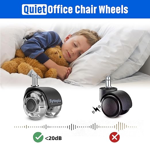 Office Chair Wheels 2" Desk Chair Caster Wheels Smooth Roller Style Quiet for Carpet and Hardwood Floors Universal Fit 11x22 mm Set of 5 Grey