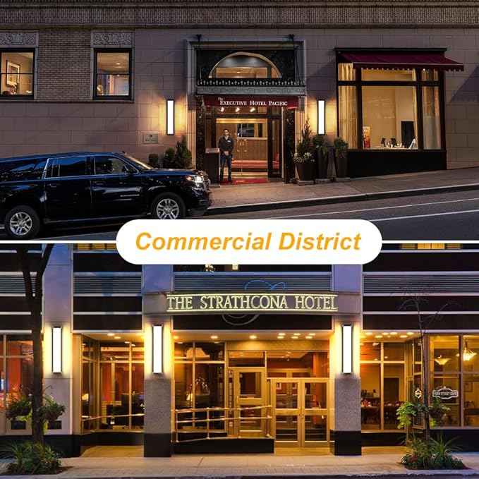 Sytmhoe Outdoor Wall Lights 2Packs,10%-100% Dimming LED Modern Outdoor Wall Light, 23.6in Black Exterior Light Fixture Suitable for Garage Courtyard Bathroom House(3000K)