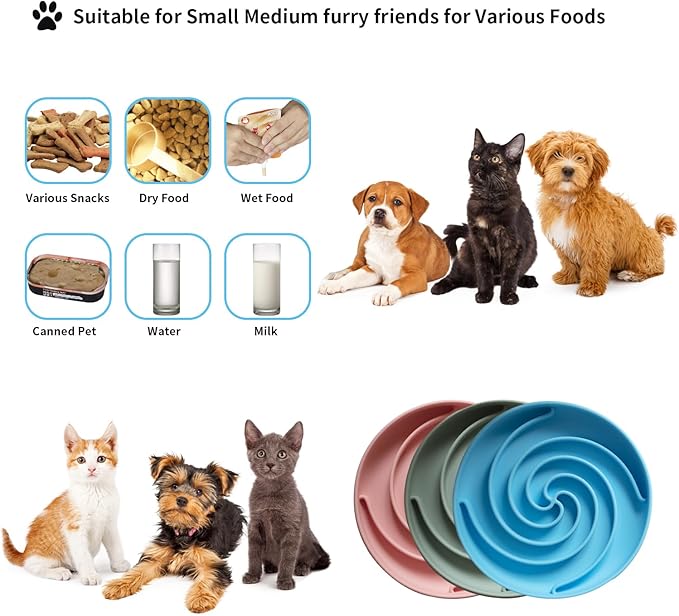 Slow Feeder Dog Bowls, Dishwasher Microwave Safe Silicone Puppy Puzzle Bowl with Non-Slip Design for Eating (Sky Blue)