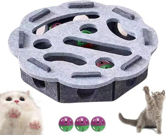 2025 New Cat Scratch Puzzle Box, Cat Nail File Enrichment Box, Nail File Stress Free ＆ Cats Puzzle Treat Dispenser, Durable, Interactive Scratching Post for Indoor Kittens to Scratch (Gray, Round)