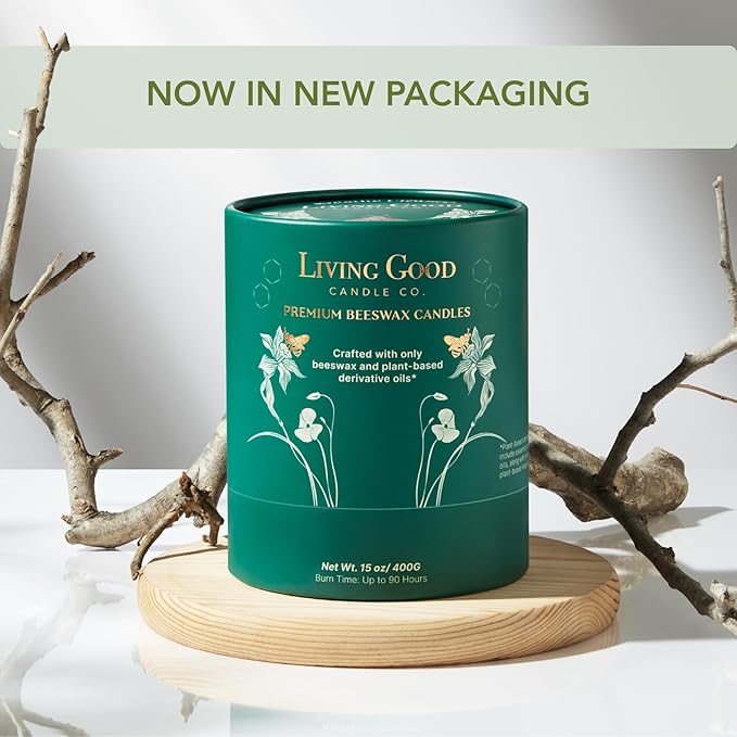 Claricomb - Lavender & Bergamot Pure Beeswax Candle – 90+ Hours Long Burning Classically Designed Non-Toxic Scented Candles for Home Decor and Aromatherapy to Stress Relief