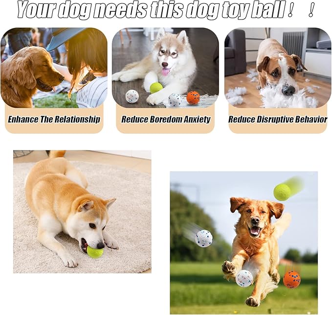 Indestructible Floating Bouncy Dog Balls for Small Breed Puppies - Lightweight, Durable, Odourless - 2.5" (4 Pack)