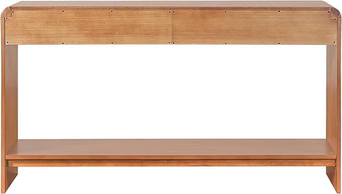 Christopher Knight Home Tida Vintage Narrow Console Table with Drawers, Solid Wood Entryway Table with Open Storage Shelf, Behind The Couch Long Sofa Table for Living Room, Brown